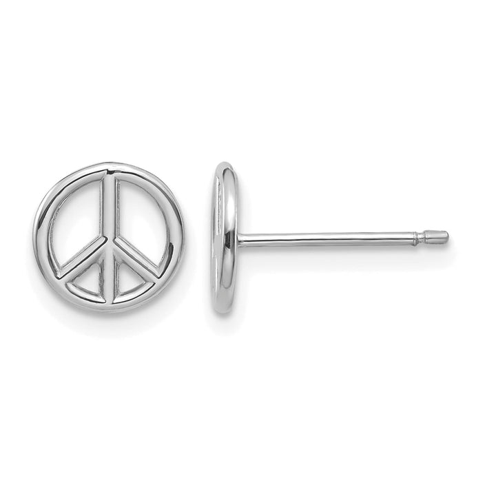 10k White Gold Polished Peace Symbol Post Earrings