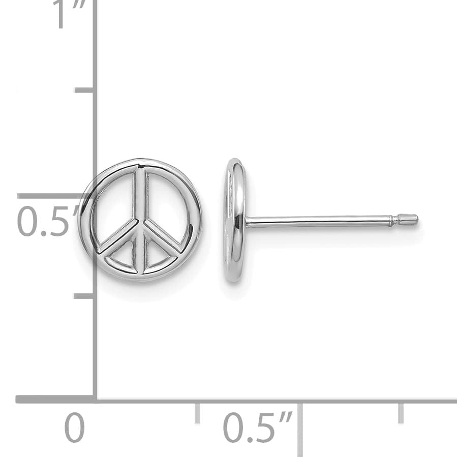 10k White Gold Polished Peace Symbol Post Earrings