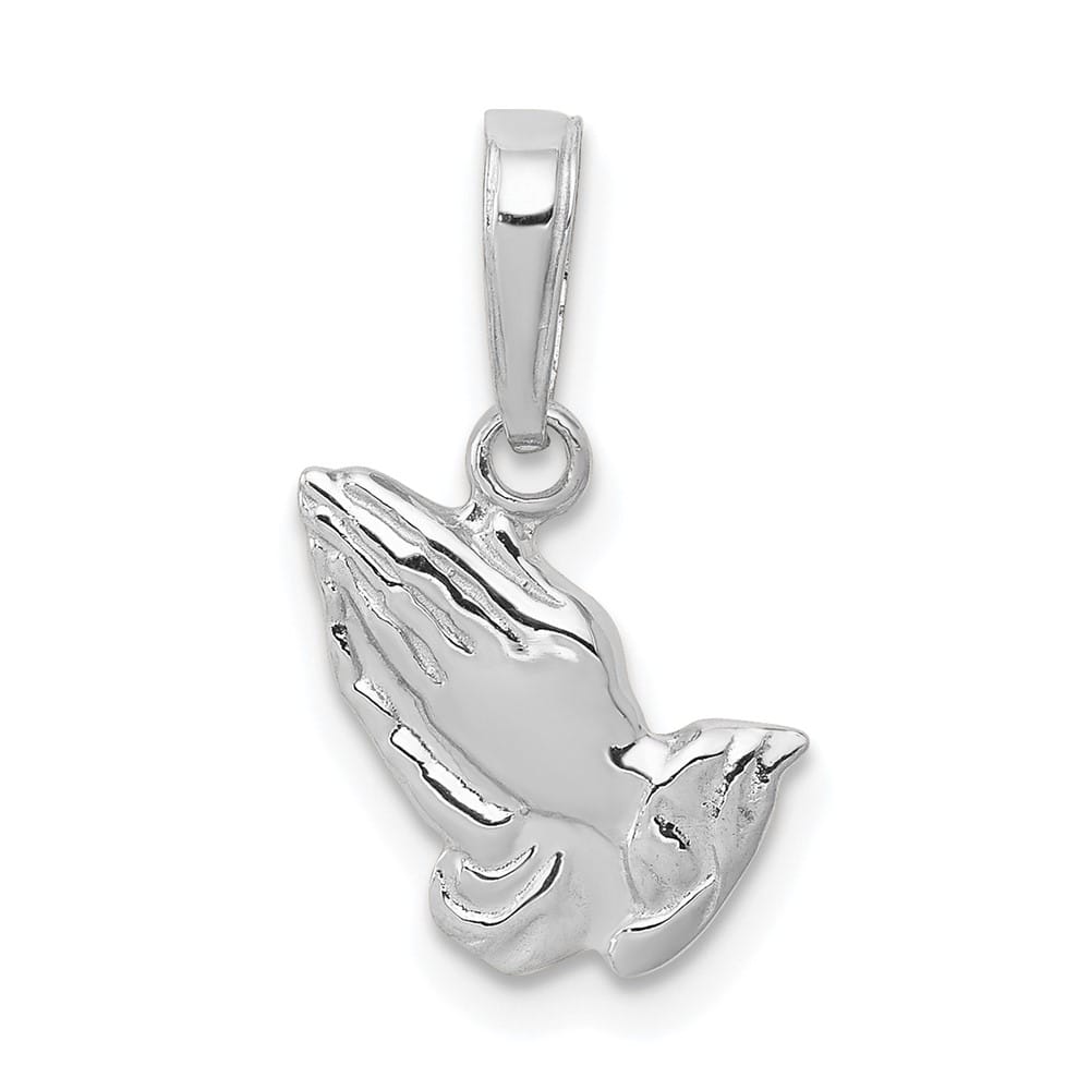 10K White Gold Polished Praying Hands Pendant