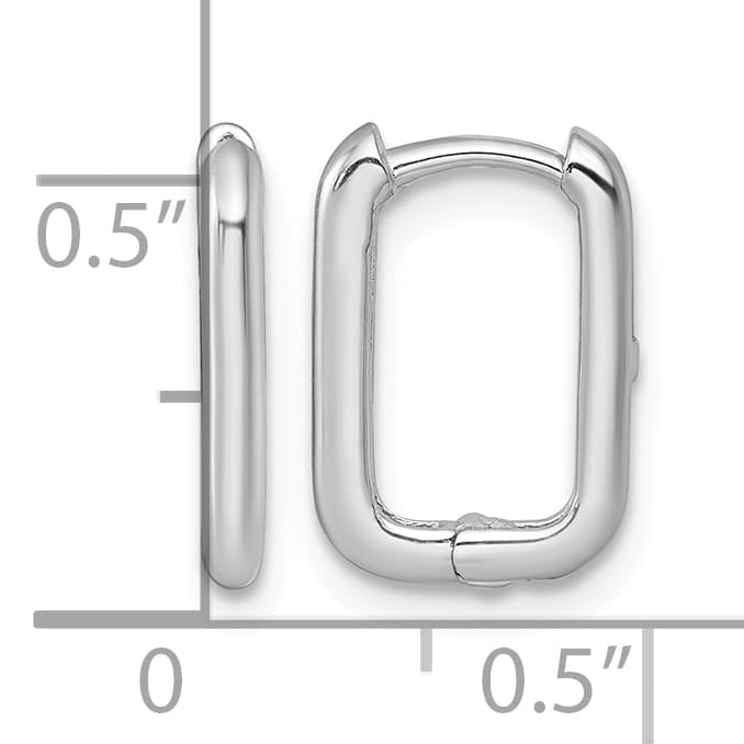10k White Gold Polished Rectangle 1.85mm Hinged Hoop Earrings