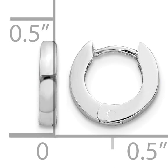 10k White Gold Polished Round Hinged Hoop Earrings