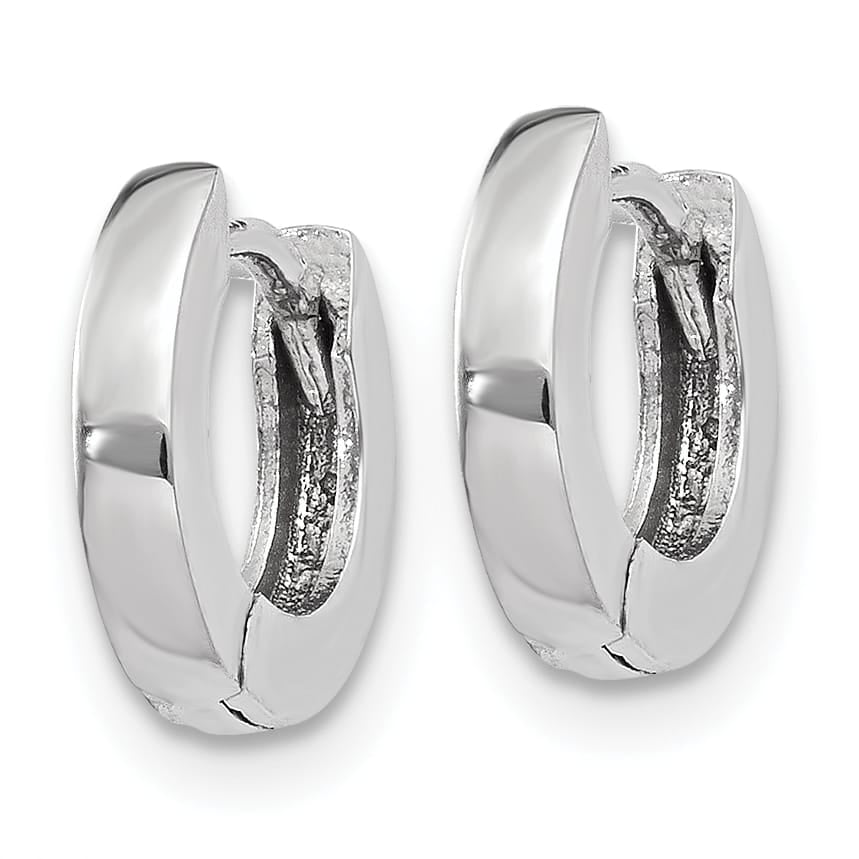 10k White Gold Polished Round Hinged Hoop Earrings