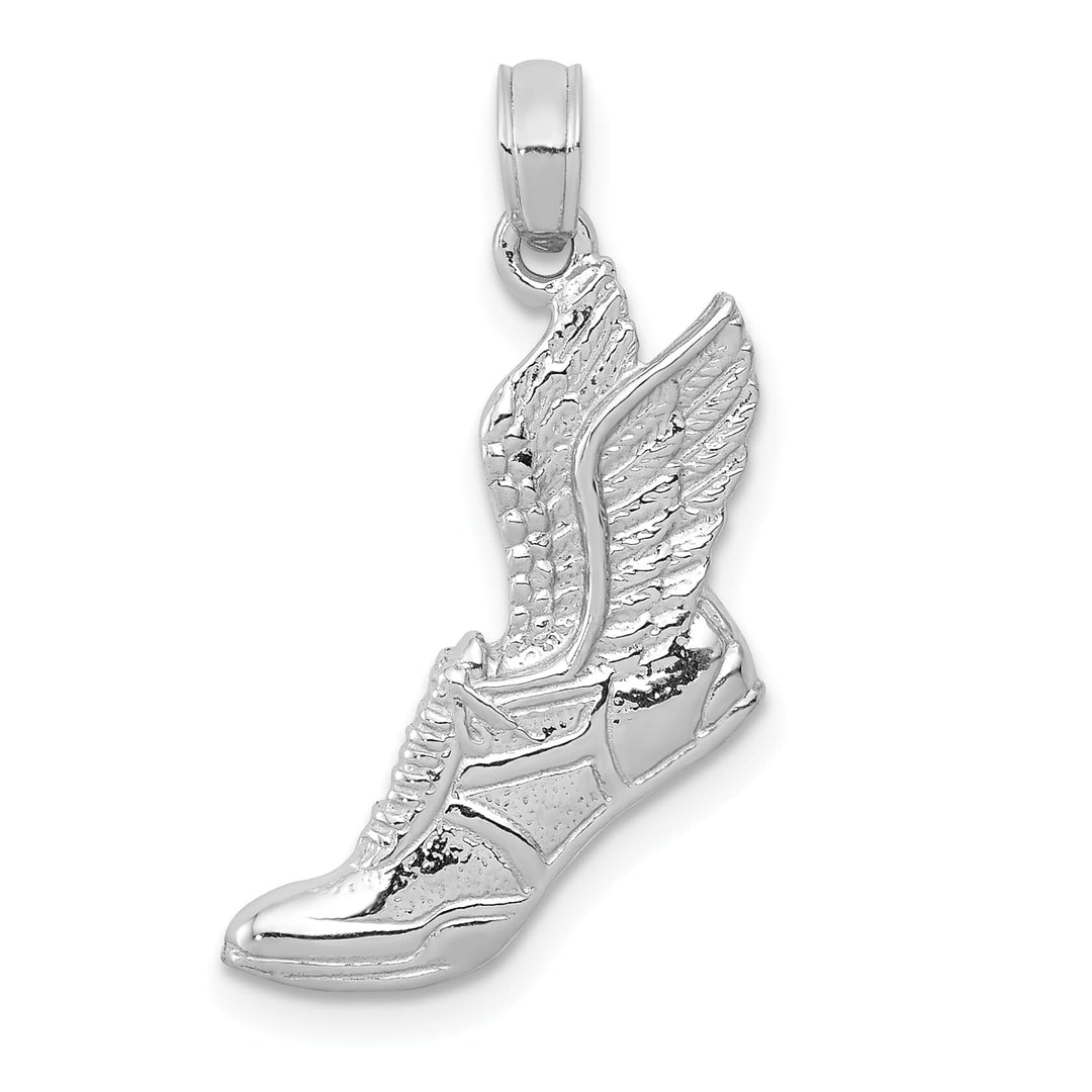 10K White Gold Polished Running Shoe with Wings Pendant