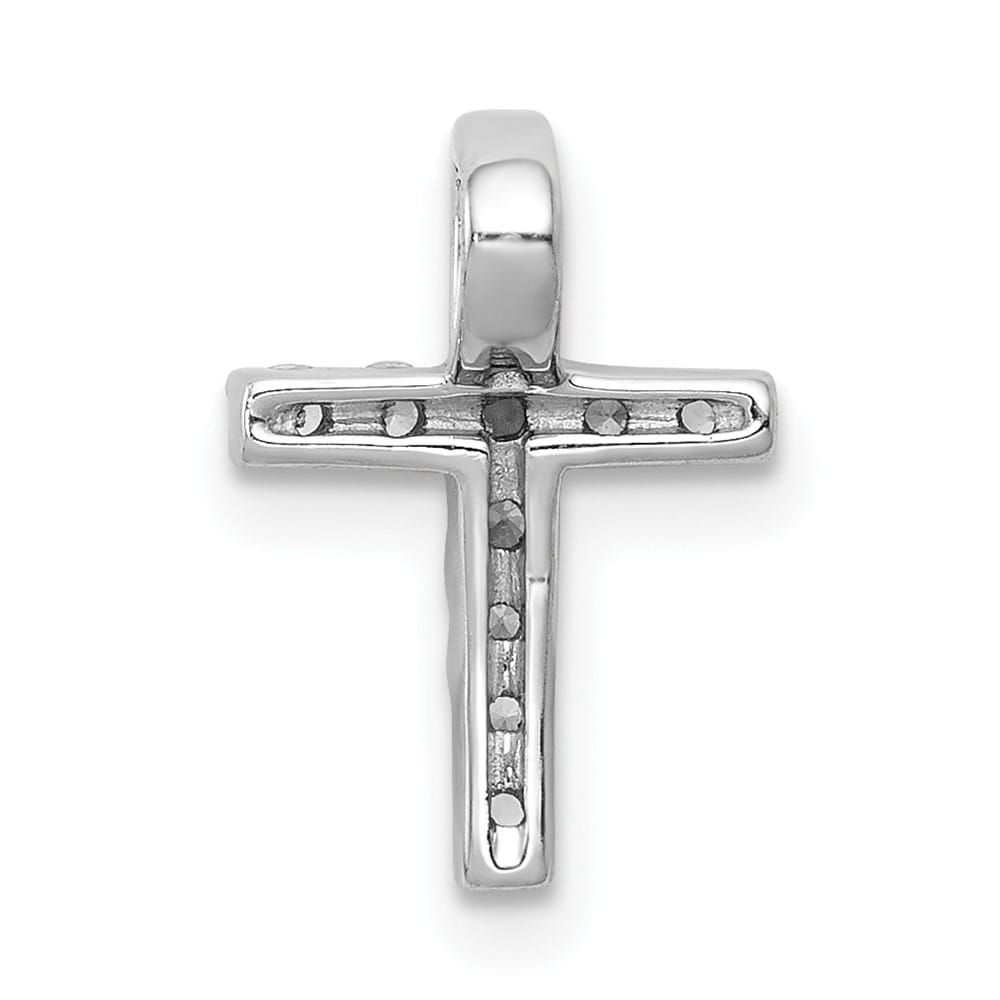 10K White Gold Polished Small 1/5 ct Diamond Latin Cross Chain Slide