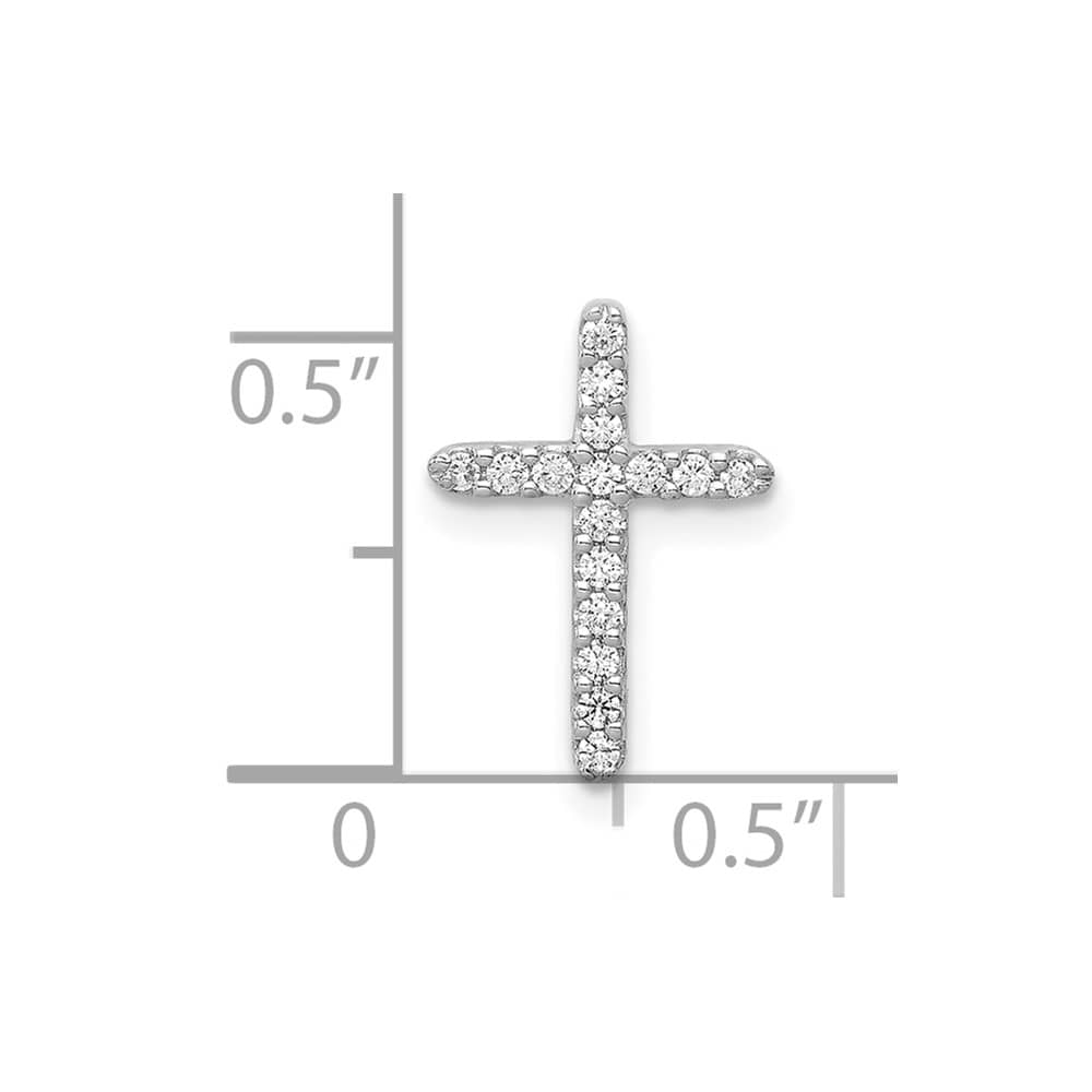 10K White Gold Polished Small 1/8 ct Diamond Cross Chain Slide