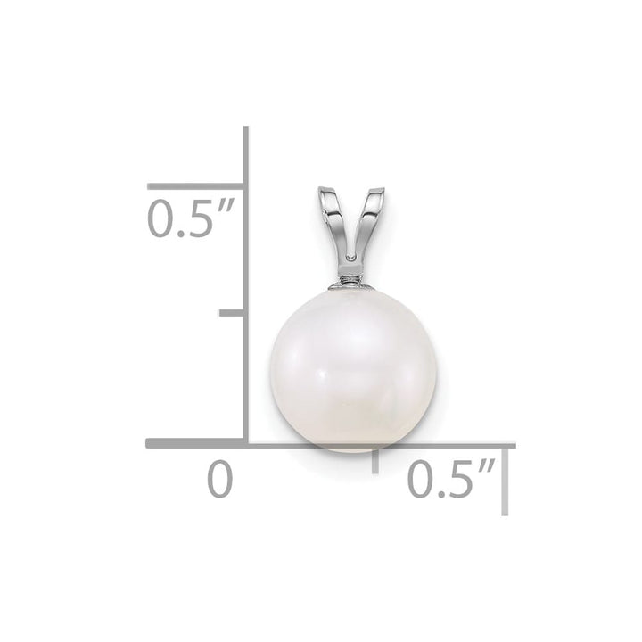 10K White Gold Polished Small Round White Freshwater Cultured Pendant