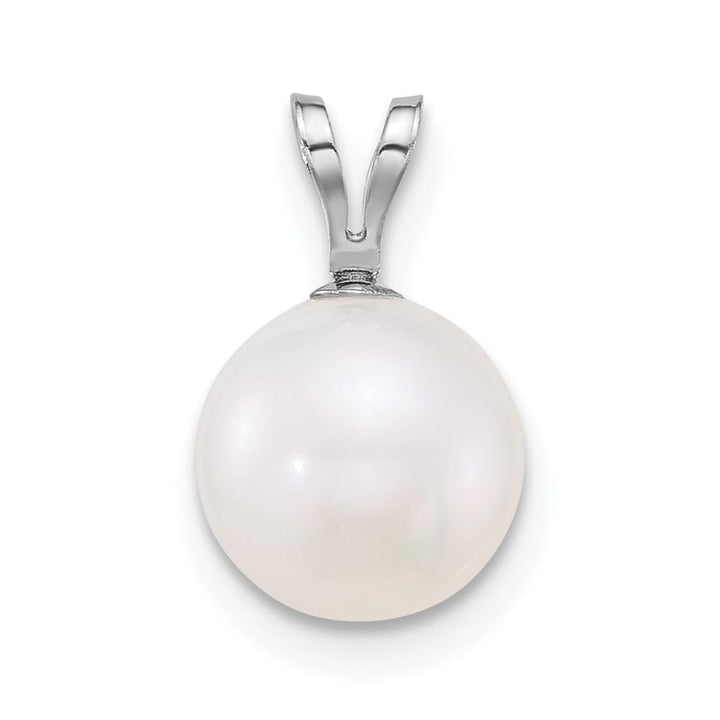 10K White Gold Polished Small Round White Freshwater Cultured Pendant