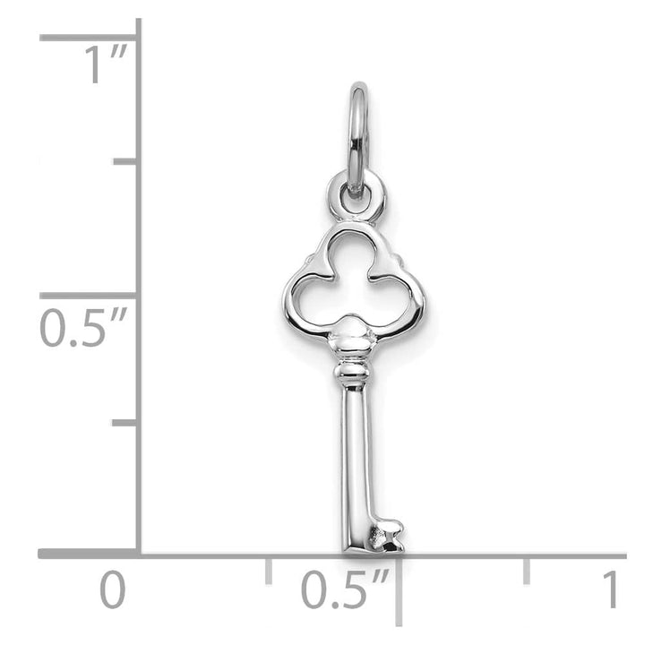 10K White Gold Polished Solid Medium Key Charm