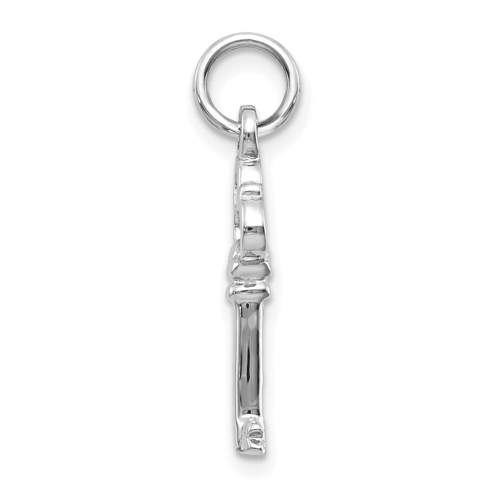 10K White Gold Polished Solid Medium Key Charm