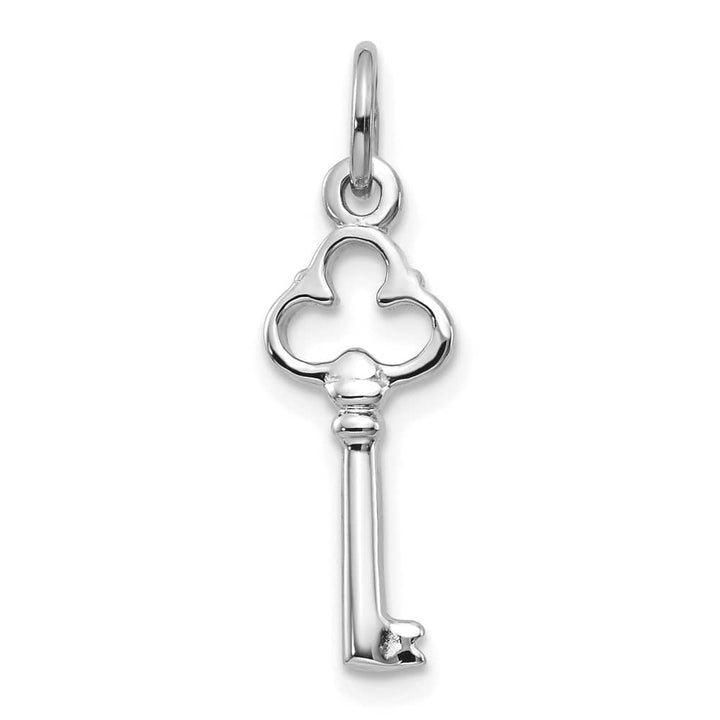 10K White Gold Polished Solid Medium Key Charm