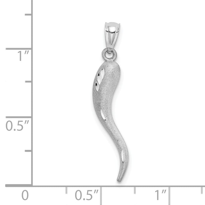 10K White Gold Polished Solid Satin D.C. Large Italian Horn Charm