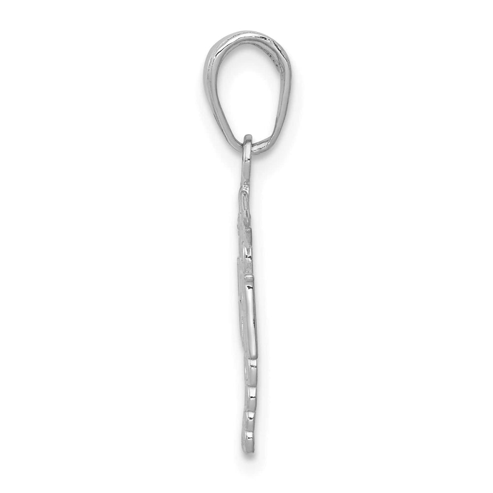 10K White Gold RN Caduceus Pendant, Small