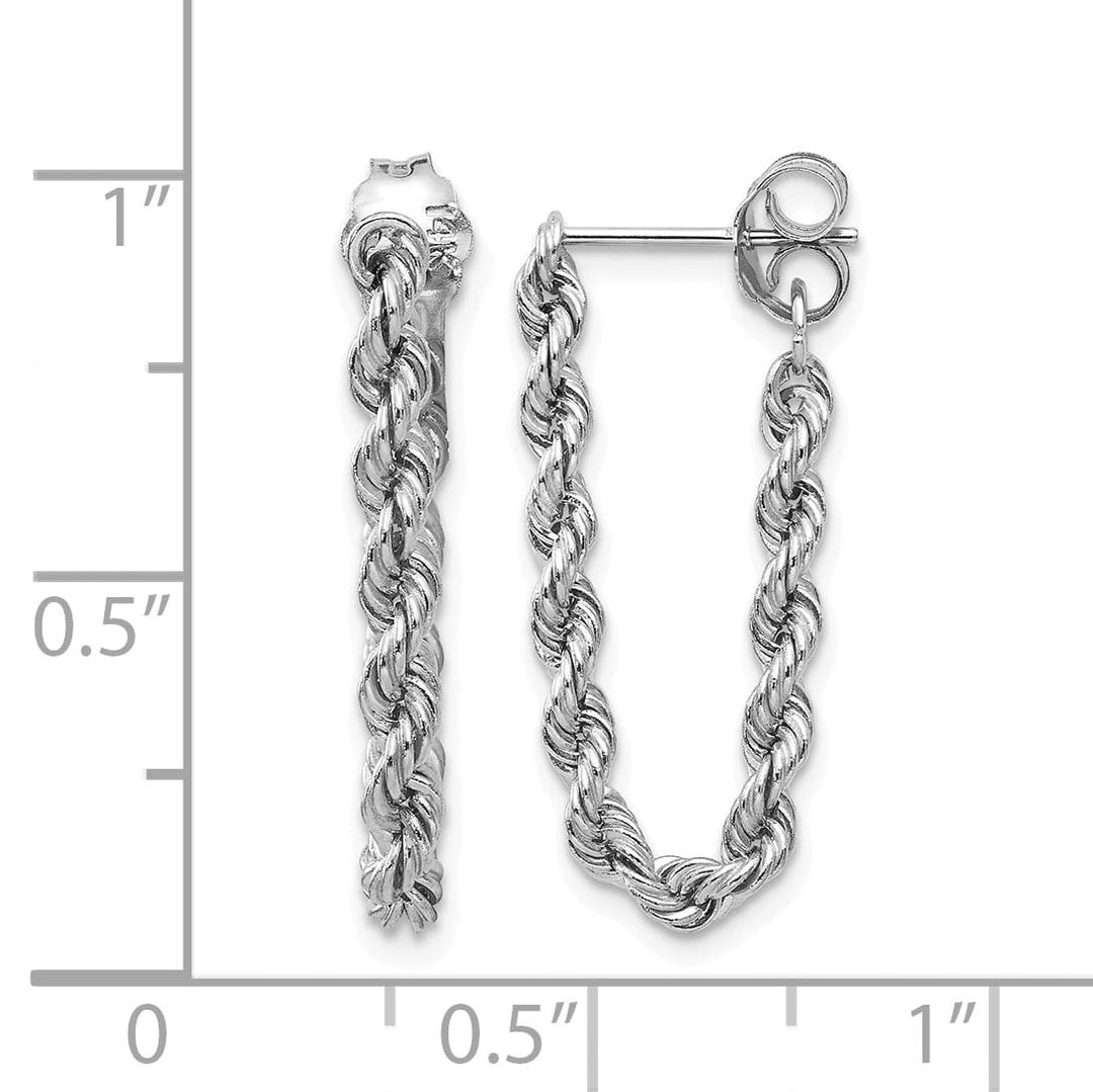 10k White Gold Rope Chain Dangle Post Earrings