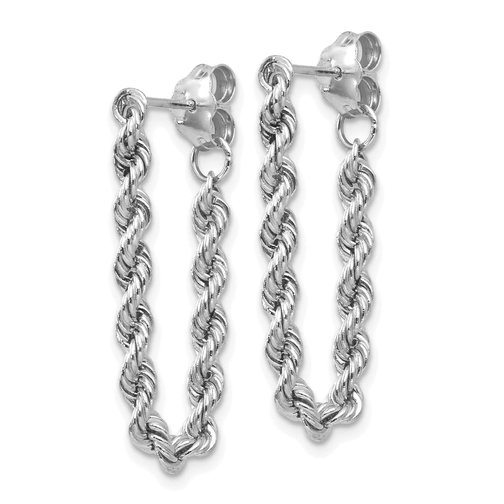 10k White Gold Rope Chain Dangle Post Earrings