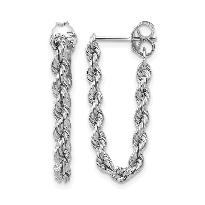 10k White Gold Rope Chain Dangle Post Earrings