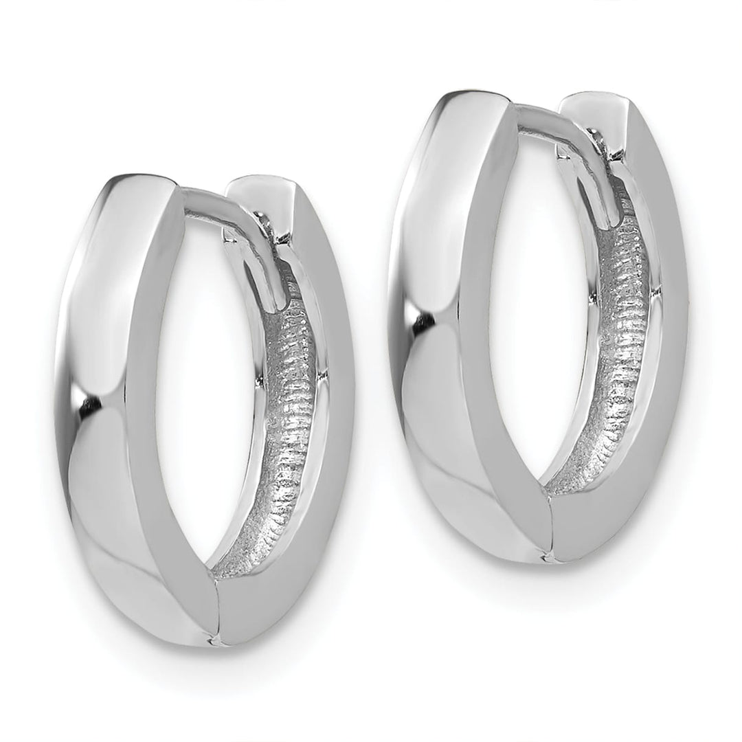10k White Gold Round Hinged Hoop Earrings, 13.5mm