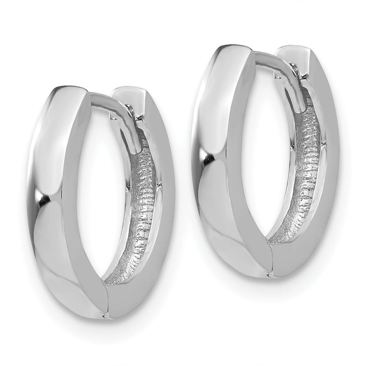 10k White Gold Round Hinged Hoop Earrings, 13.5mm