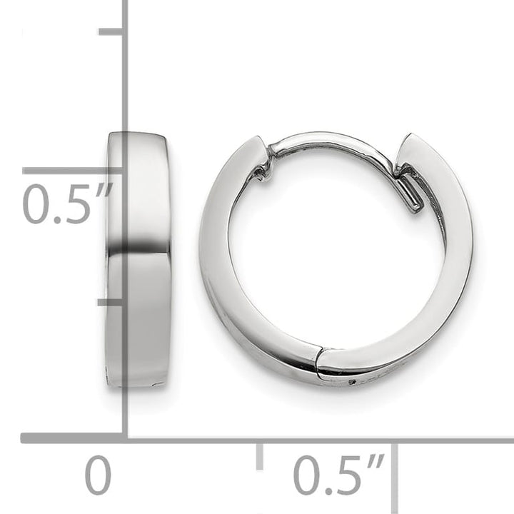 10k White Gold Round Hinged Hoop Earrings, 13mm