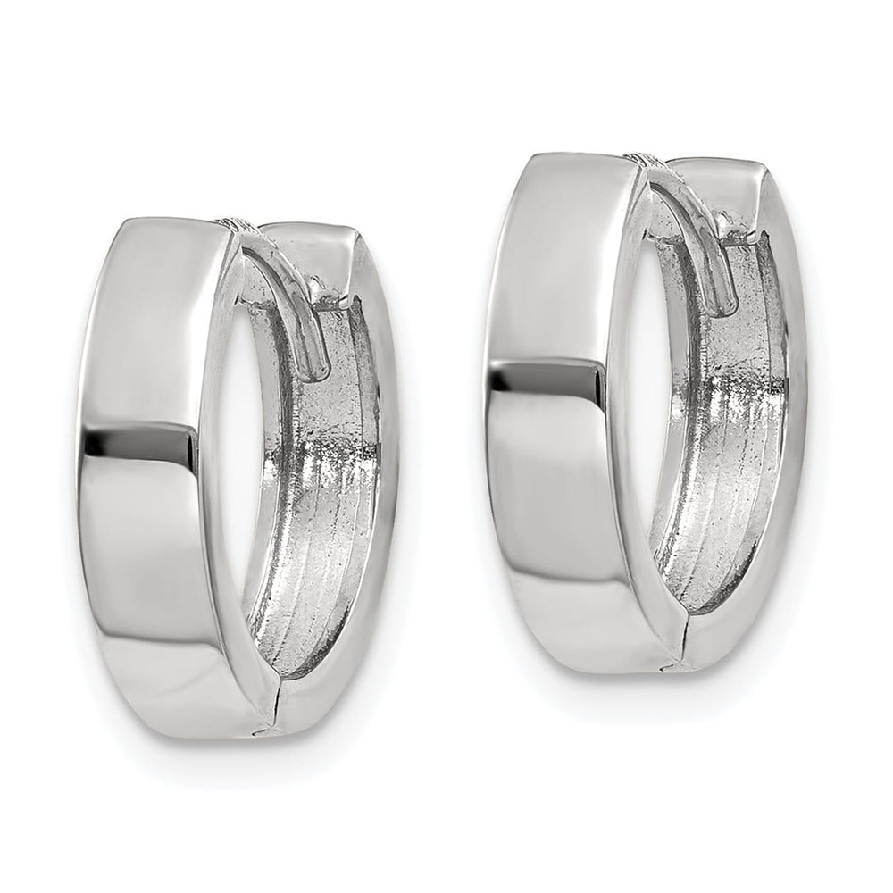 10k White Gold Round Hinged Hoop Earrings, 13mm