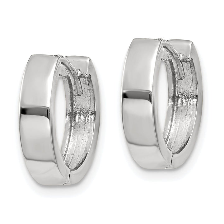 10k White Gold Round Hinged Hoop Earrings, 13mm