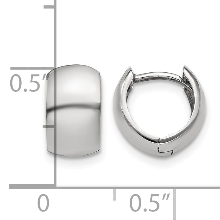 10k White Gold Round Hinged Hoop Earrings, 9.75mm