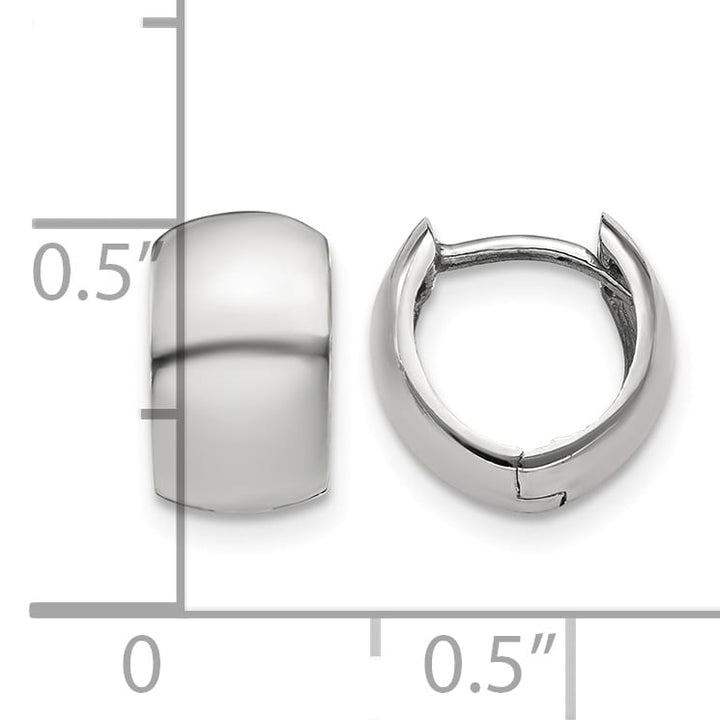 10k White Gold Round Hinged Hoop Earrings, 9.75mm
