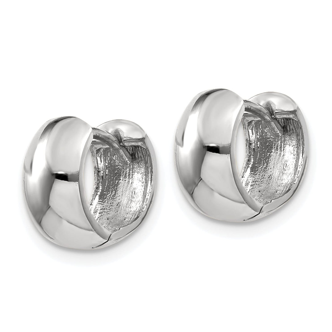 10k White Gold Round Hinged Hoop Earrings, 9.75mm