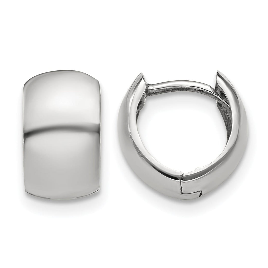 10k White Gold Round Hinged Hoop Earrings, 9.75mm