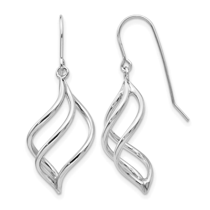 10k White Gold Short Twisted Dangle Shepherd Hook Earrings