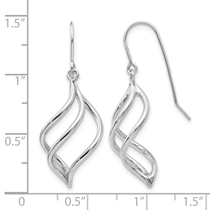 10k White Gold Short Twisted Dangle Shepherd Hook Earrings