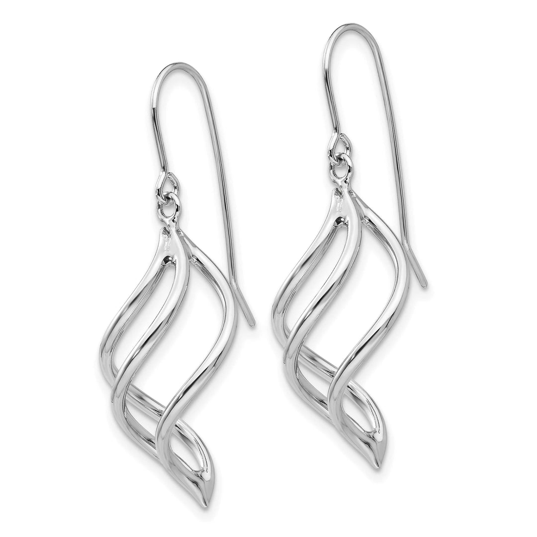 10k White Gold Short Twisted Dangle Shepherd Hook Earrings