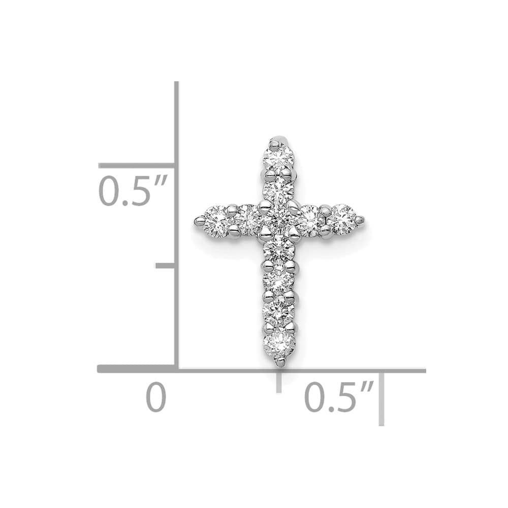 10K White Gold Small I1 Clarity 1/3 ct Diamond Cross Chain Slide
