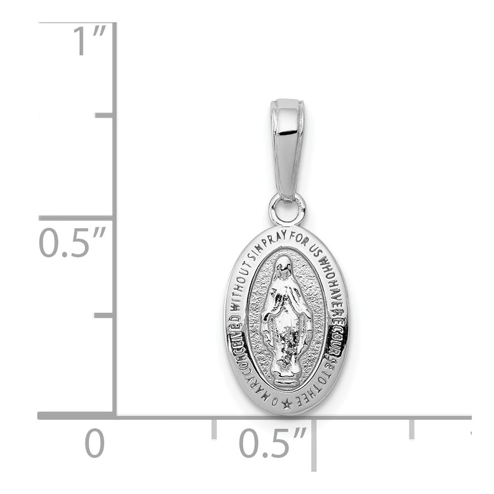 10K White Gold Small Oval Miraculous Medal