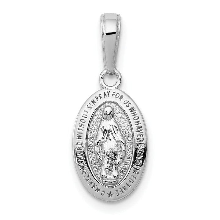 10K White Gold Small Oval Miraculous Medal