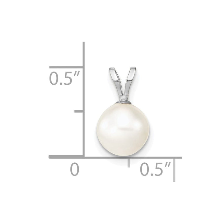 10K White Gold Small White Round Freshwater Cultured Pearl Pendant