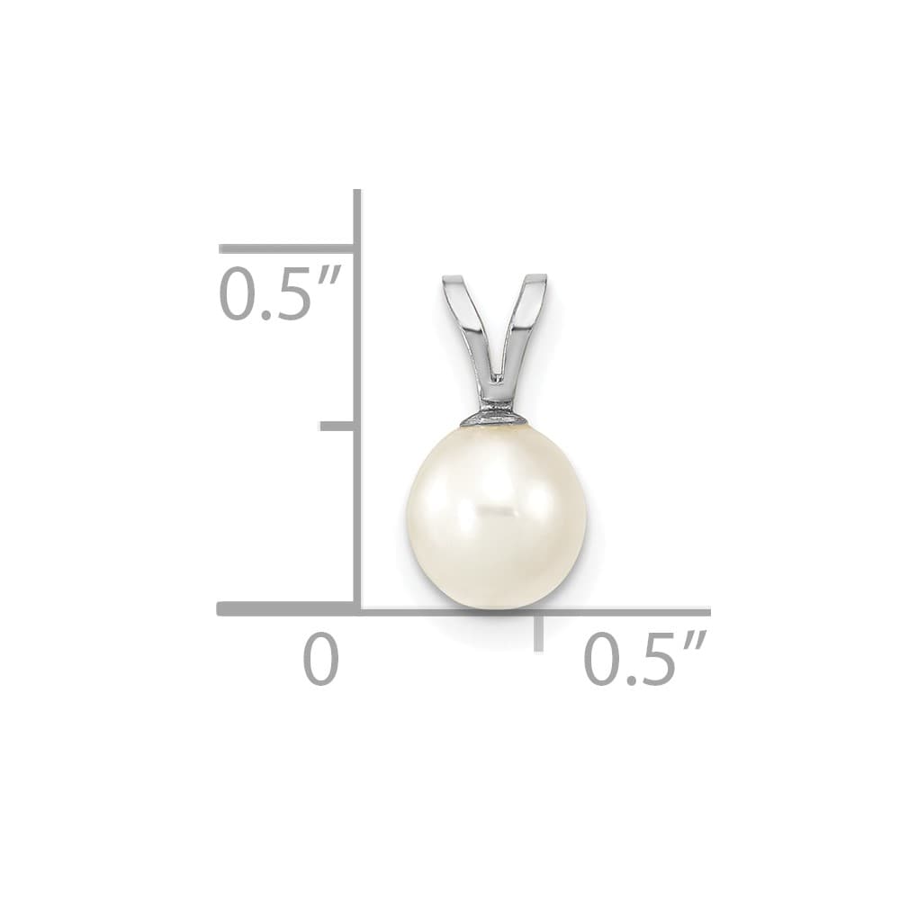 10K White Gold Small White Round Freshwater Cultured Pearl Pendant