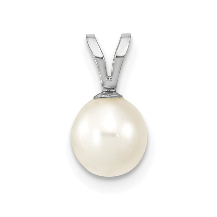10K White Gold Small White Round Freshwater Cultured Pearl Pendant