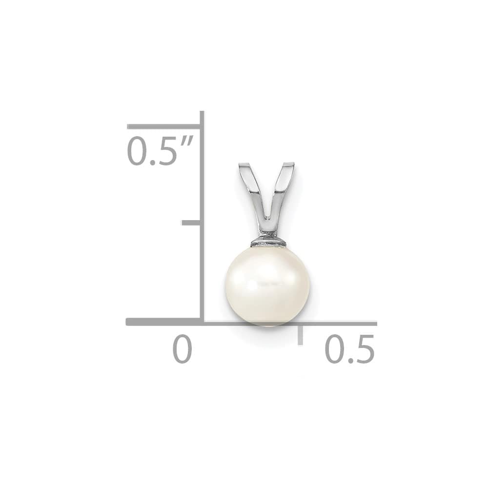 10K White Gold Small White Round Freshwater Cultured Pearl Pendant
