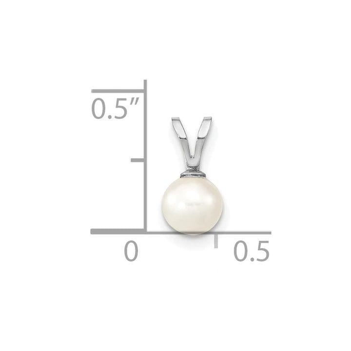 10K White Gold Small White Round Freshwater Cultured Pearl Pendant