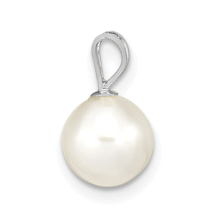 10K White Gold Small White Round Freshwater Cultured Pearl Pendant