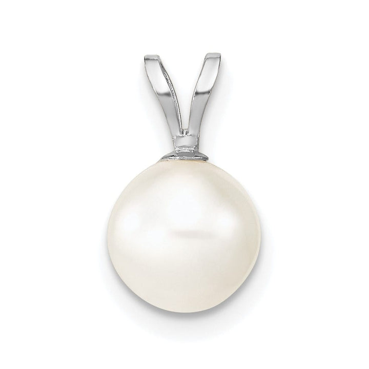 10K White Gold Small White Round Freshwater Cultured Pearl Pendant