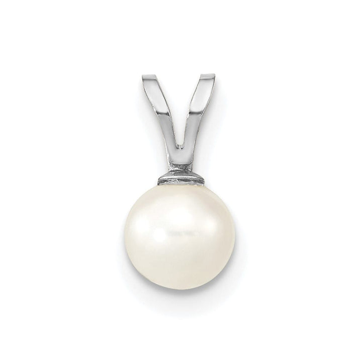 10K White Gold Small White Round Freshwater Cultured Pearl Pendant