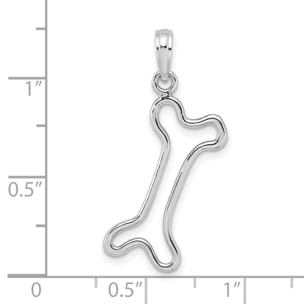 10K White Gold Solid Cut-Out Polished Large Dog Bone Charm