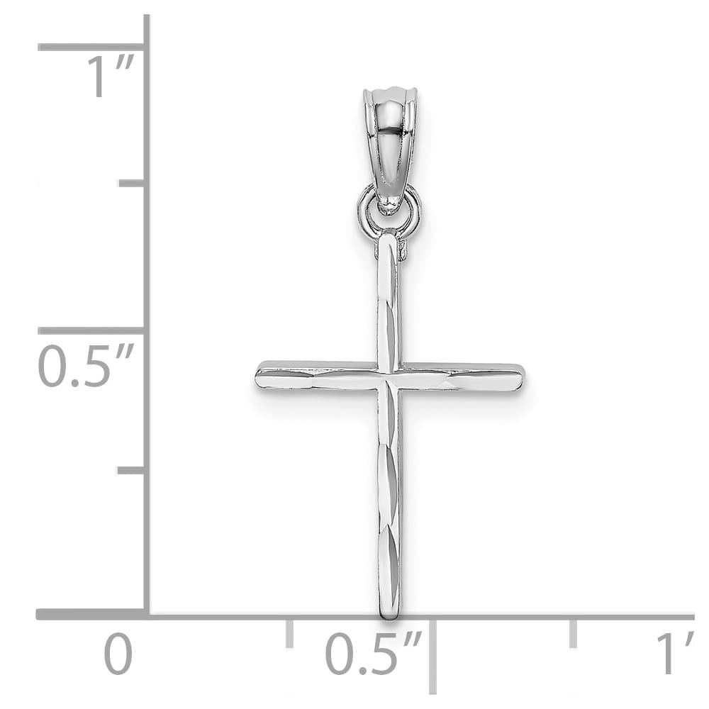 10K White Gold Solid D.C. Polished Medium Latin Cross Charm