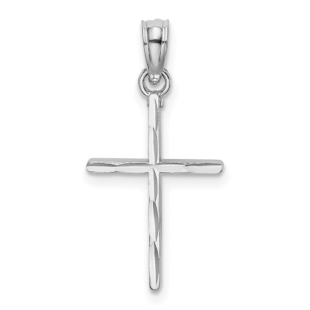 10K White Gold Solid D.C. Polished Medium Latin Cross Charm