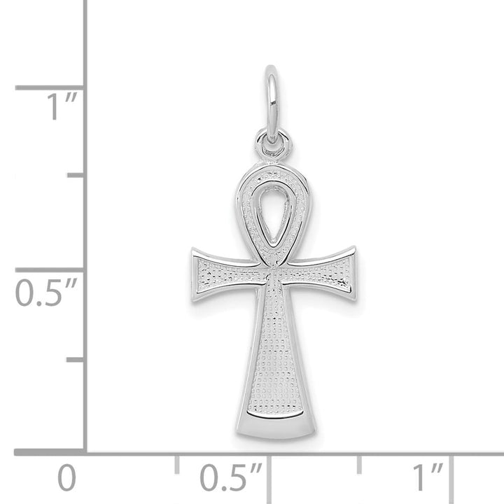 10K White Gold Solid Large Flat-Backed Ankh/Egyptian Cross Pendant