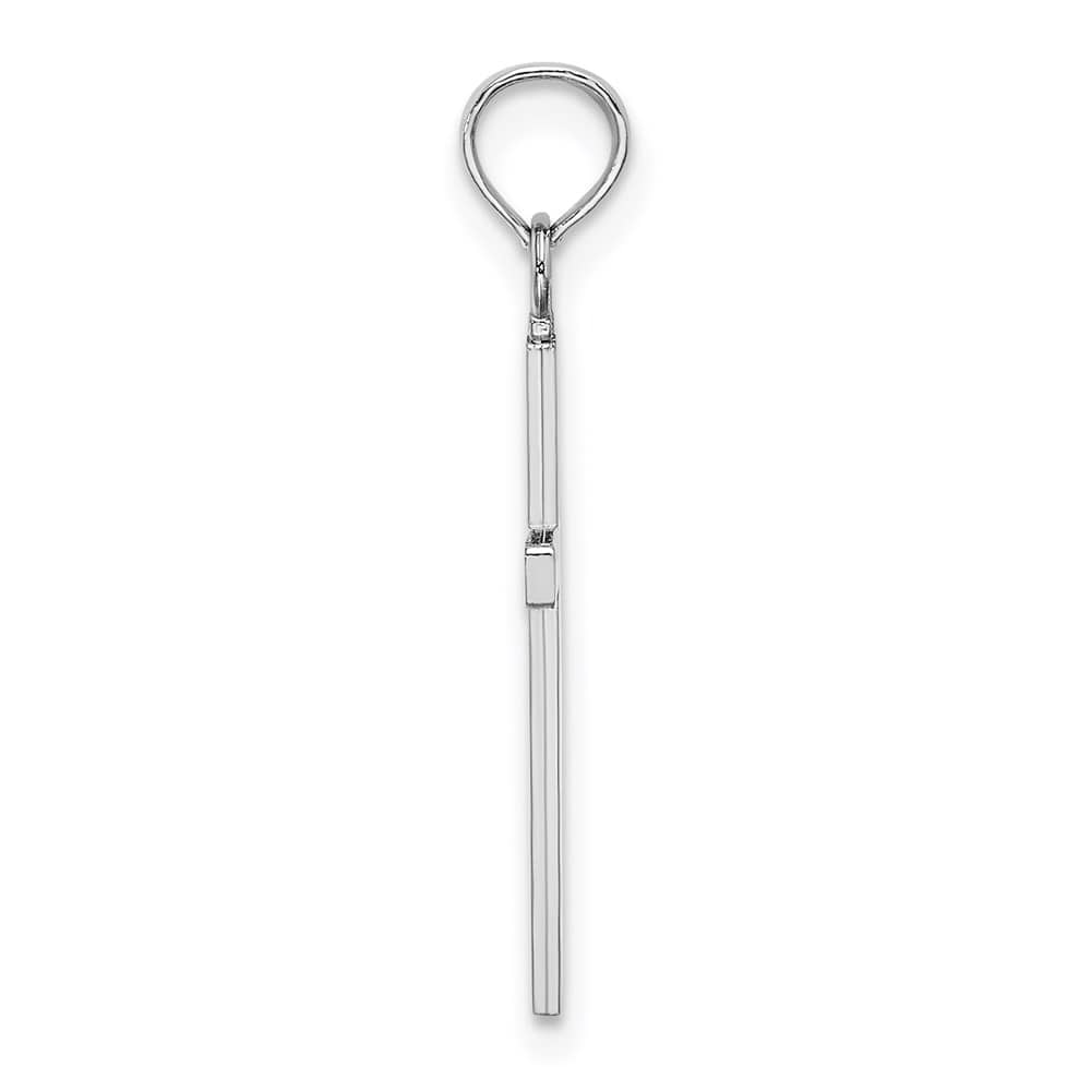 10K White Gold Solid Medium 3-D Polished Latin Cross Pendant