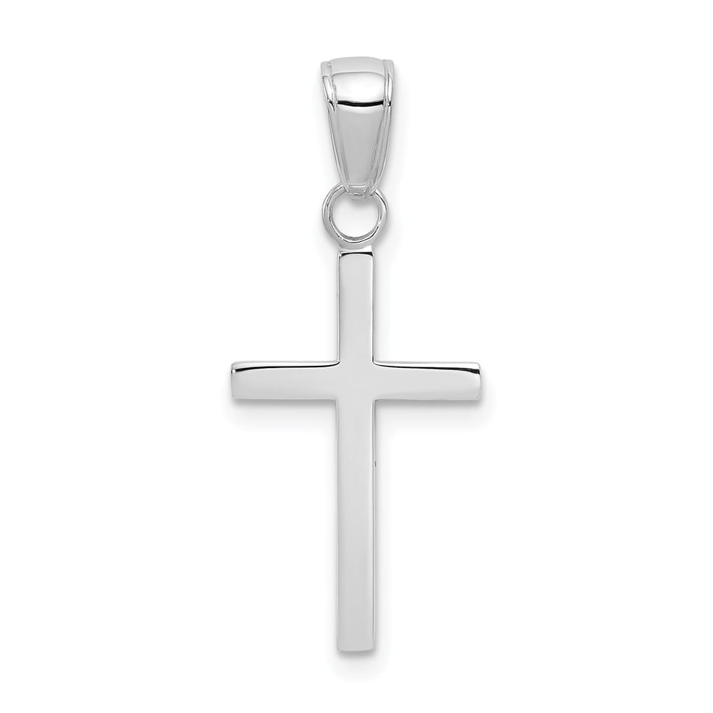 10K White Gold Solid Medium 3-D Polished Latin Cross Pendant