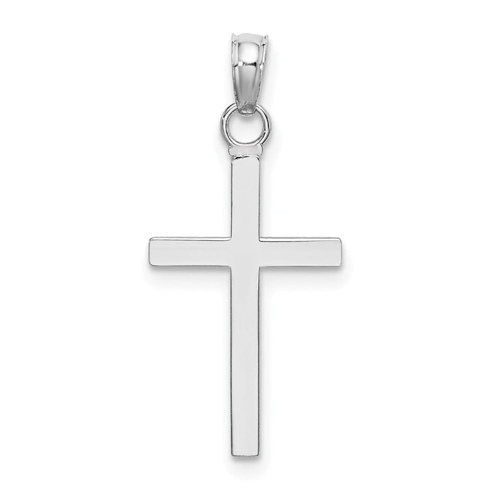 10K White Gold Solid Medium 3-D Polished Latin Cross Pendant