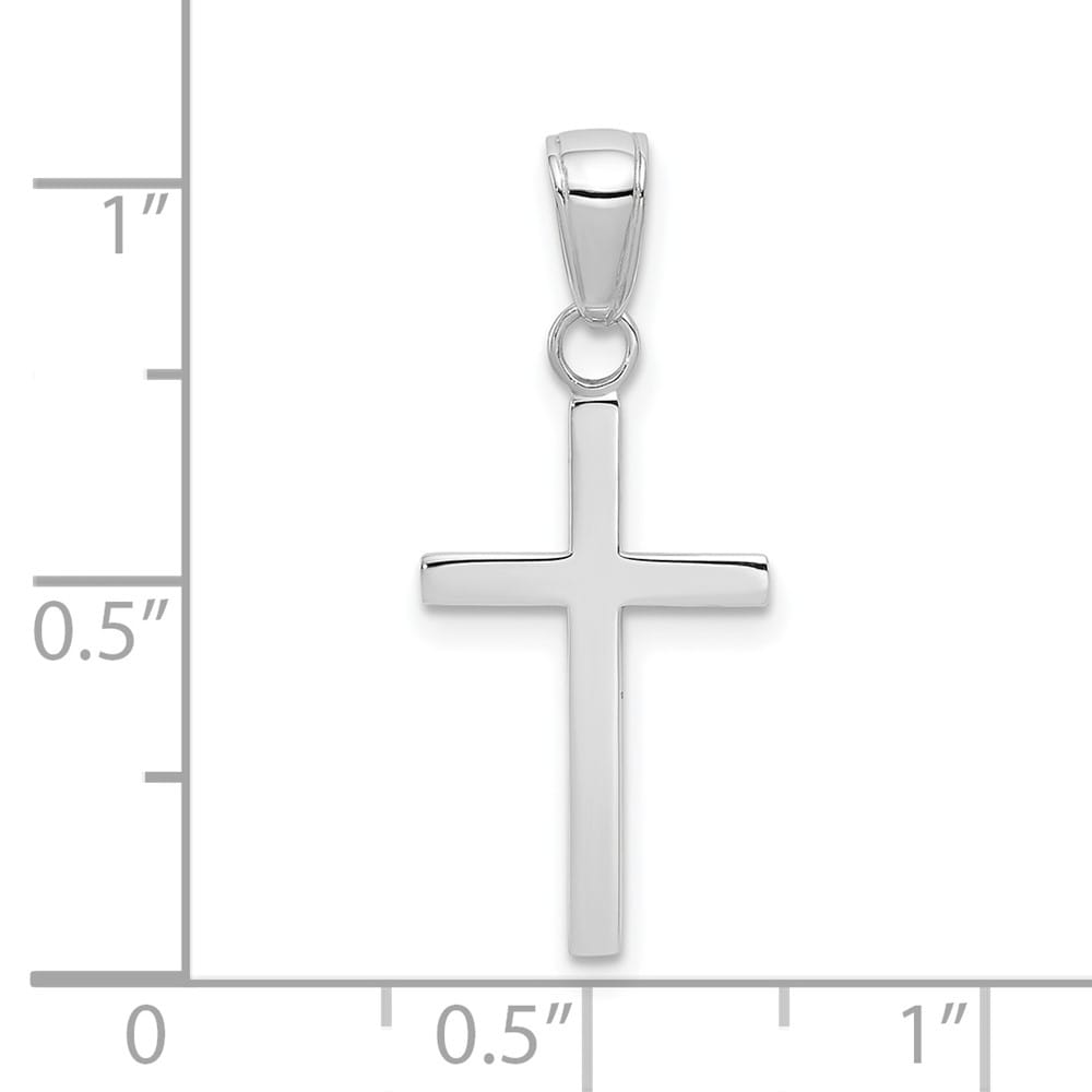 10K White Gold Solid Medium 3-D Polished Latin Cross Pendant